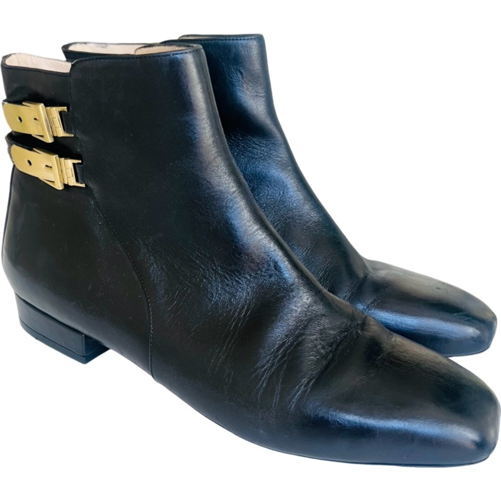 CAROLINNA ESPINOSA Leather Buckle Ankle Bottoms in Black Size 9.5